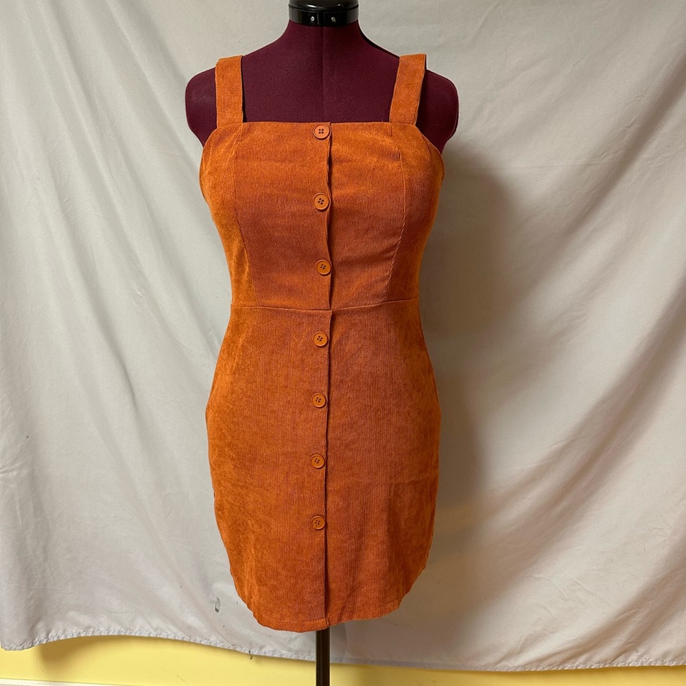 SHEIN Retro Style Orange Button-Down Mini Dress